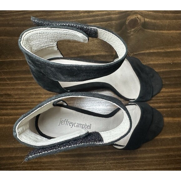 Jeffrey Campbell Lindsay Black Suede Ankle Strap Block Heel Sandals Women's‎ 6 - Picture 6 of 11